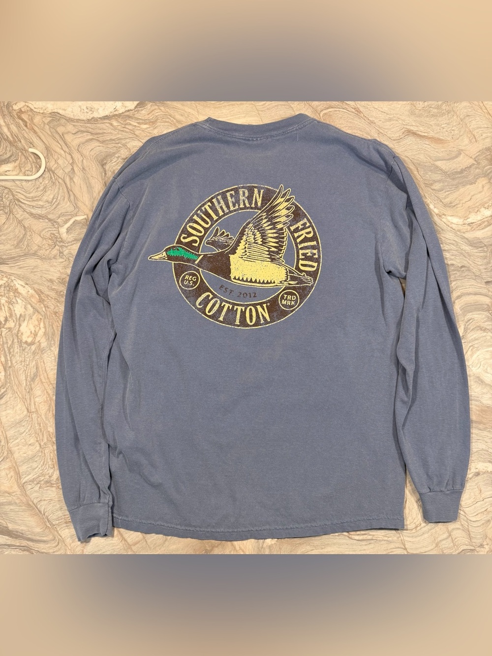 Southern Fried Cotton Blue Graphic Long-Sleeve T-Shirt Men’s Large